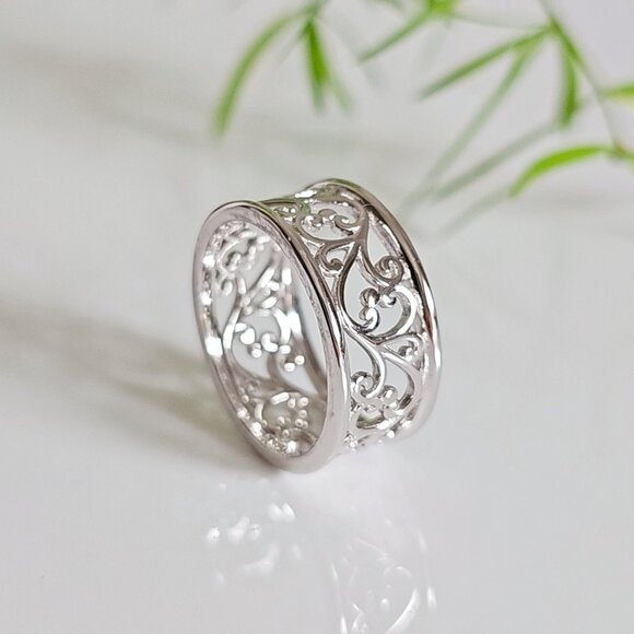 Women's 925 Sterling Silver Vines Ring Spiral Band Bali Bohemian Boho Thumb Ring - Picture 1 of 10